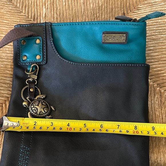 Chala Teal and Black Crossbody Bag with Turtle Charm - Picture 10 of 10